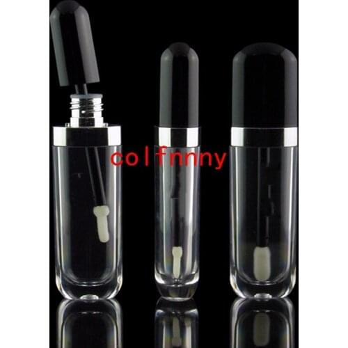 100pcs/lot Empty 8ml Lipstick Tube Lip Gloss Container Tube Brush Black Cap Plastic Small Lip Balm Tube Refillable Pot