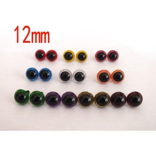 12mm mixed color can choose Round Plush Eyes/safety eyes with white washer