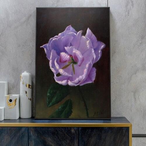 Luxury Retro Oil Painting Pink Rose Sofa Background Wall Canvas Modern Frameless Picture Printing Poster Living Room Decoration