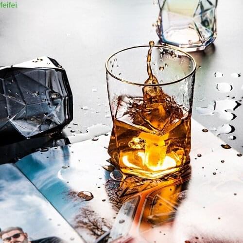 Luxuly Nordic Simple Geometric Cup Home Glass Water Glass Whiskey Cup Colorful Juice Wine Glass Transparent Straw Cup