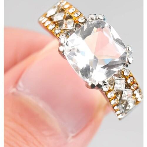 Luxury Geometric Square Crystal Stone Rings for Women Wedding Party Rhinestone Finger Ring Charm Jewelry Accessories Wholesale