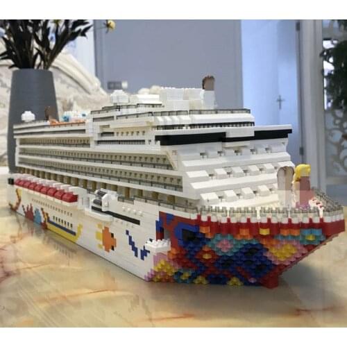 ZRK Luxury Cruise Liner Ship Big White Boat DIY Diamond Mini Building Micro Blocks Brick Assembled Toy Kids Gift RK7800