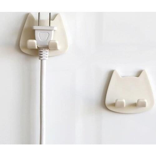 2pcs Self adhesive plug wall hook key Socket holder clothes towel hangers kitchen bathroom Storage rack Home Office organizer