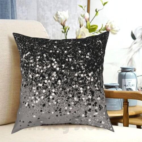 Silver Gray Glitter #1 #Shiny #Decor #Art Pillow Case Printed Home Soft Throw Pillow Black And White Color Pattern
