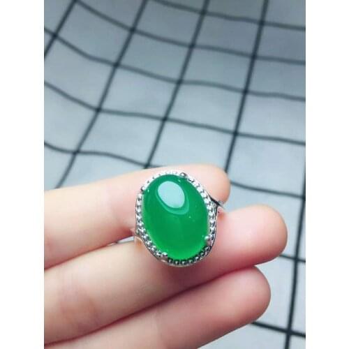 925 silver with green chalcedony ring C2616