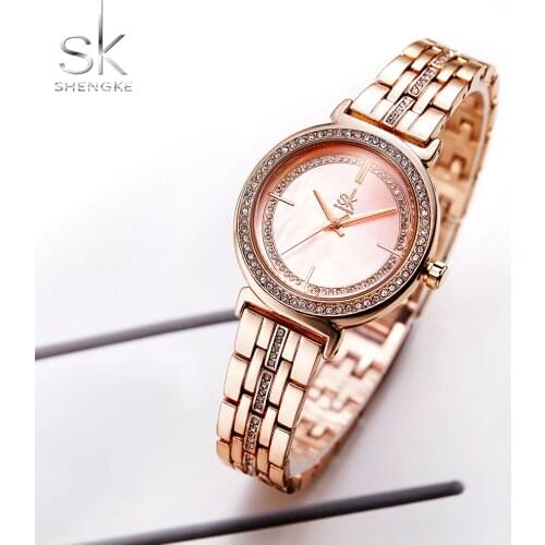 Shengke New Women Watch Rosegold Bracelet Luxury Stainless Steel Strap Ladies Quartz Movement Relogio Feminino fashion new
