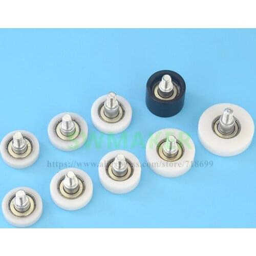 SWMAKER M6*26*7 plastic POM nylon flat wheel pulley with screw 626ZZ bearing OD 26mm for refrigerator, showcase, drawer roller