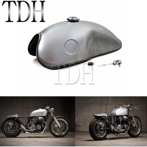 Universal Motorcycle 2.6 Gallon Gas Fuel Tank Cap Lock Oil Tank For Honda Kawasaki Bobber Suzuki Yamaha RD50 RD350 BMW R100 R