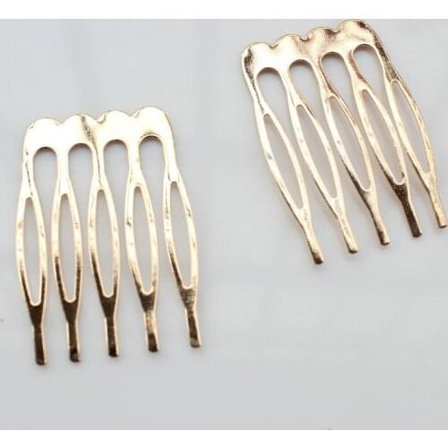 100pcs 18k KC Gold vintage metal Hair Comb - 26*38mm lead and nickle free