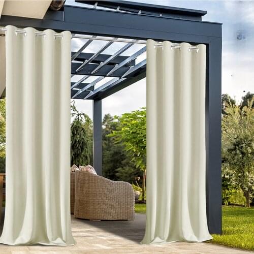 Patio Waterproof Outdoor Curtain Tab Thermal Insulated Blackout Curtain Drape for Patio Garden Front Porch Gazebo Keep Privacy