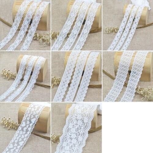 KALASO 5Yards High Quality Elastic Lace Trim Ribbons Sewing Fabric DIY Craft Supplies Cotton Crochet Home Cloths Decoration