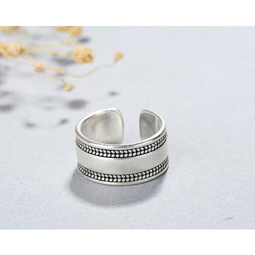 XIYANIKE 925 Sterling Silver Vintage Personality Glossy Open Ring For Couple Wedding Simple Fine Jewelry Accessories Adjustable