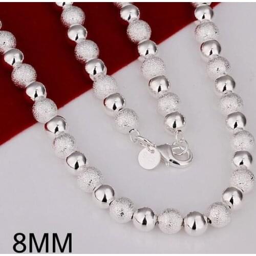 XLN086 Wholesale silver plated Necklace, Factory price 925 stamped fashion jewelry 8mm Bean Necklace /agoaixva