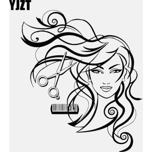 YJZT 15.2CM*17.7CM Hairdressing Hair Beauty Salon Vinyl Car Sticker C22-0158