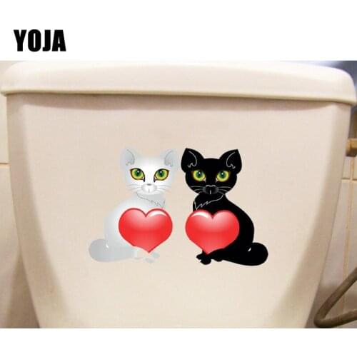 YOJA 24.8*16.1CM Love Cartoon Cat Creative Bedroom Wall Decal Decor Toilet Sticker T1-0187