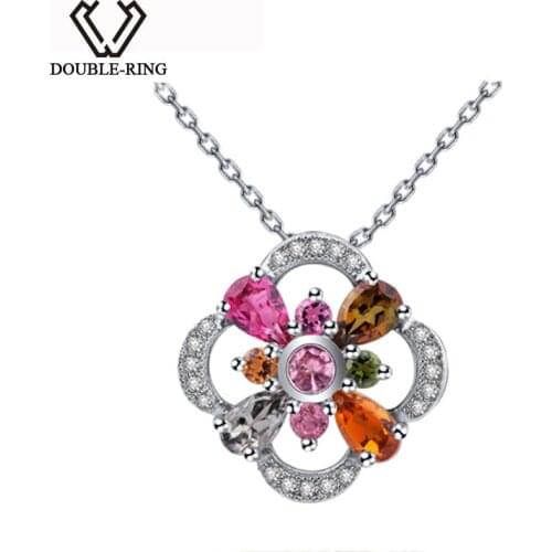 DOUBLE-R Real 925 Sterling Silver Pendant Women Tourmaline Necklaces Pendants ValentineS Day Fine Jewelry Customized CAP02433A