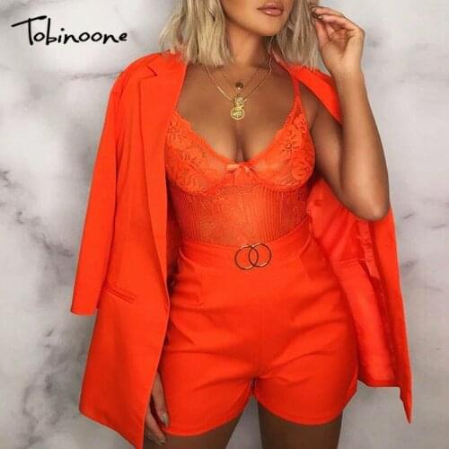 Tobinoone Womens Two Piece Sets 2019 Elegant 2 Piece Women Set Women V Neck Long Sleeve Top And Shorts Lady Official 2Piece Set