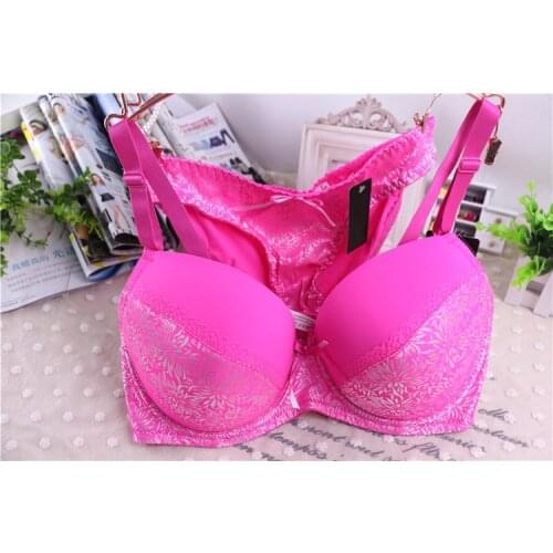 Tops deep V bra set Solid C D E F cup bralette push up bra sexy lace elegant lingerie plus size 44 34 36 38 40 42 women bra B3