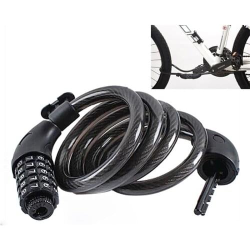 1 Pcs Black Bicycle Lock 5 Digit Code Combination Mountain Bike Security Anti Theft Electric Cable Ring Lock Accessories