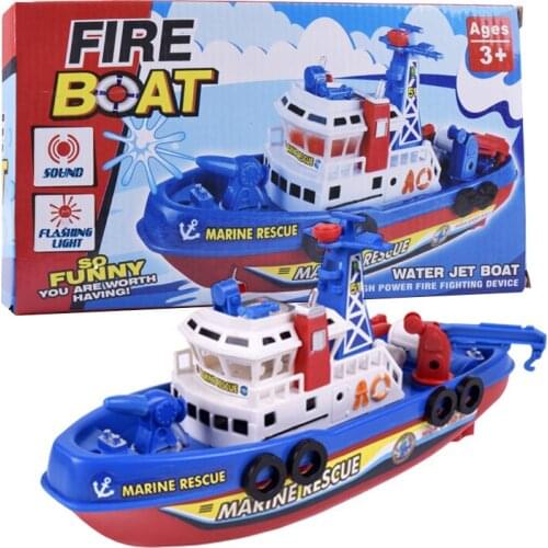 1pcs Electric Toy Music Light Marine Fire Fighting Model Boat Kids Gifts Toy New Play Vehicles Tiny Real Fire Boat Baby Toddler