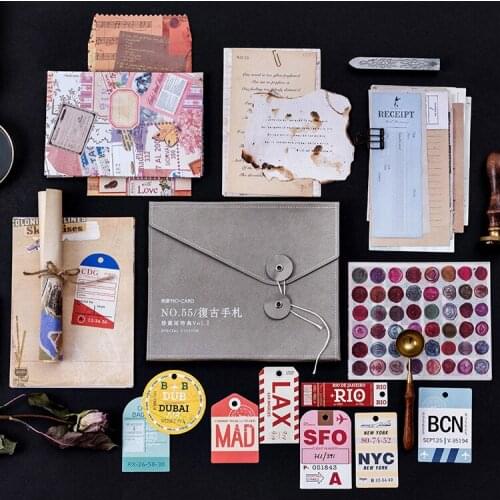 1PACK Retro Times Material Sticker Vintage Postcard Tag Sticky Marker Planner Diary Stickers Scrapbooking Bullet Journal sl1819