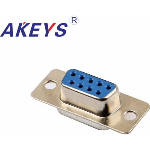 10PCS VGA Interface DB9 Pin Blue Core Female VGA Adapter Interface Iron Shell