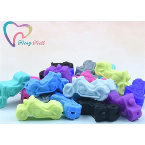 Teeny Teeth 10 PCS 3D Motorcycle Shape Baby Tooth Care Silicone Loose Beads For DIY Teething Necklace Infant Toys Pendant