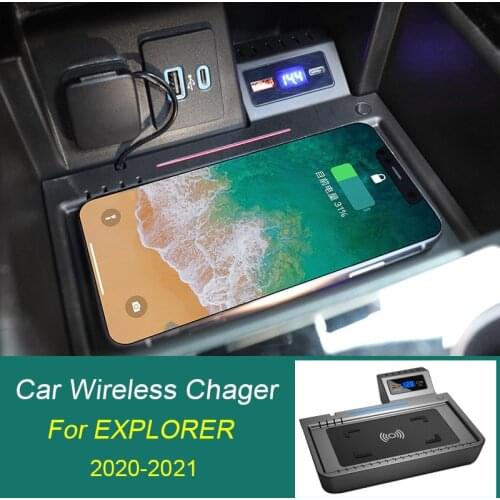 15W Car Wireless Charger For Ford Explorer 2020 2021 Fast Phone Charging plate accessories For Iphone Sunsumg HUAWEI