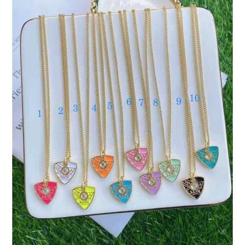 2Pcs Fashion mini pendant necklace colorful enamel eyes charm jewelry gold plated Cuban chain necklace for wholesale