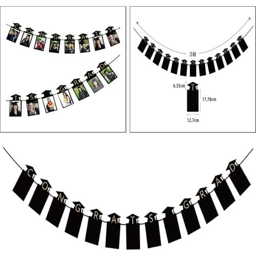 2021 Congratulations Photo Banners Bunting Decoration Wall Hanging Classroom Senior Bachelor Graduation Celebration Ornament