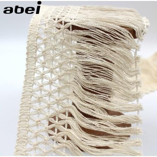 5yards/lot 10cm wide Cotton tassel hanging lace trimming Fringe Beige cotton ribbon Diy handmade Curtain craft