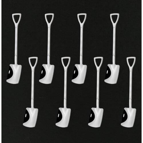 8Pcs/Set Silver Mirror Stainless Steel Iron Shovel Spoon Coffee Ice Cream Spoon Retro Cute Square Head Spoon Kitchen Gadget