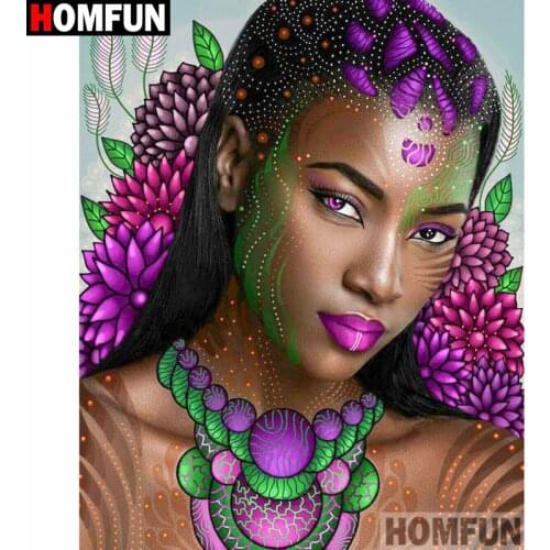 HOMFUN Full Square/Round Drill 5D DIY Diamond Painting "African beauty" 3D Diamond Embroidery Cross Stitch Home Decor A20109