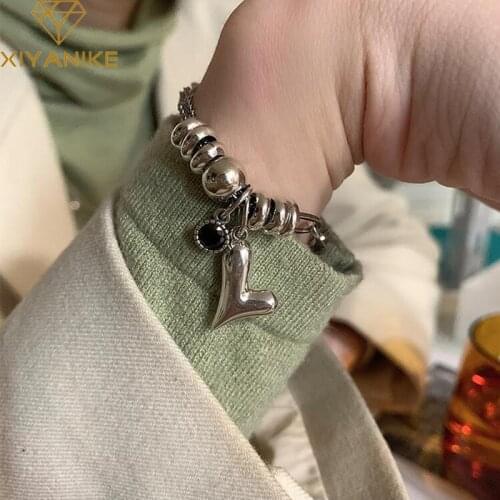 XIYANIKE 925 Sterling Silver Love Heart Retro Bracelet Female Unique Design Light Luxury Temperament Hip-hop Jewelry Accessories
