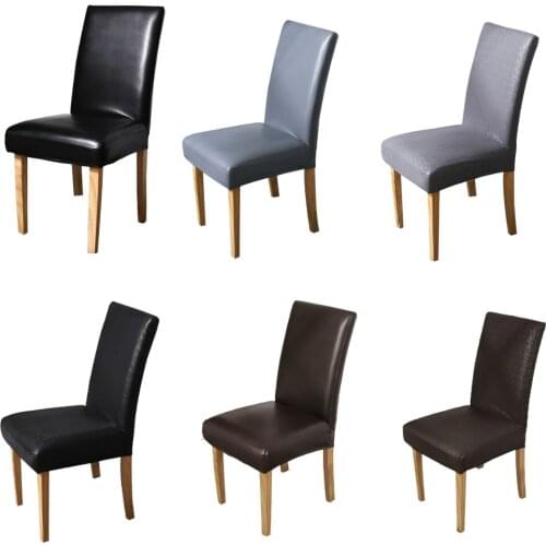 Lychee PU Chair Cover Stretch Elastic Dining Seat Cover Anti-dirty Removable Chair Covers for Banquet Wedding Restaurant Hotel