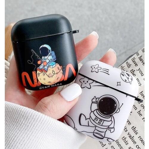 Black White Astronaut Silicone Case for Airpods 1 2 Cartoon Cute Case for Apple Airpods Pro Wireless Earphone Cover Charging Box