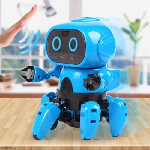 Intelligent Induction RC Robot DIY Assembled Electric Follow Robot with Gesture Sensor Obstacle Avoidance Kids Educational Toys