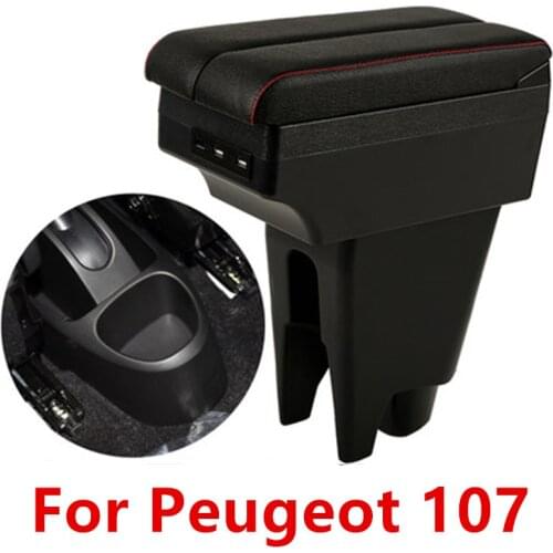For Peugeot 107 armrest box USB Charging heighten Double layer