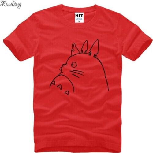 Miyazaki Hayao Totoro Printed T Shirts Men Summer Short Sleeve O-Neck Cotton Mens T Shirt Tee Shirt Homme Cartoon Fans Clothing