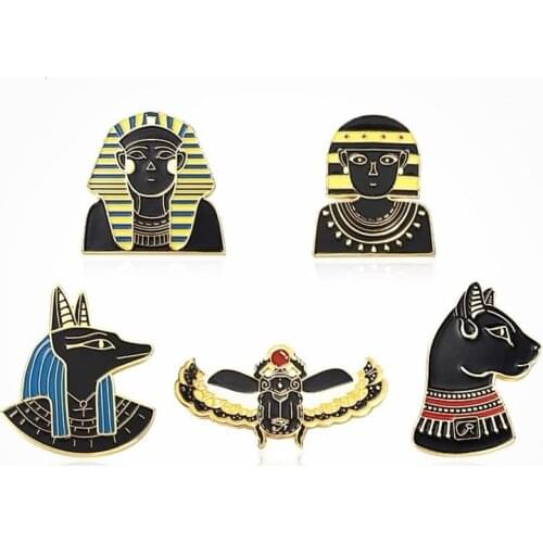 HOSENG Black Vintage Ancient Egypt Badge Creative Metal Collar Elegant Woman Man Party Luxury Enamel Jewelry Pin Gift HS_152