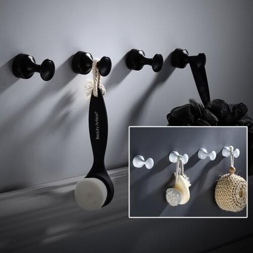 Drill Free White and Black Robe Hook Wall Mounted Kitchen Towel Hook Bathroom Bag Clothes Door Brass Hanger Hook Wall Hooks