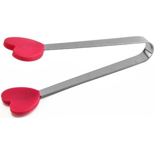 Kapmore 1pc Stainless Steel Kitchen Tongs Small Cute Non-Slip Silicone Bread Tong Ice Tongs Kitchen Tools BBQ Tools Accessories
