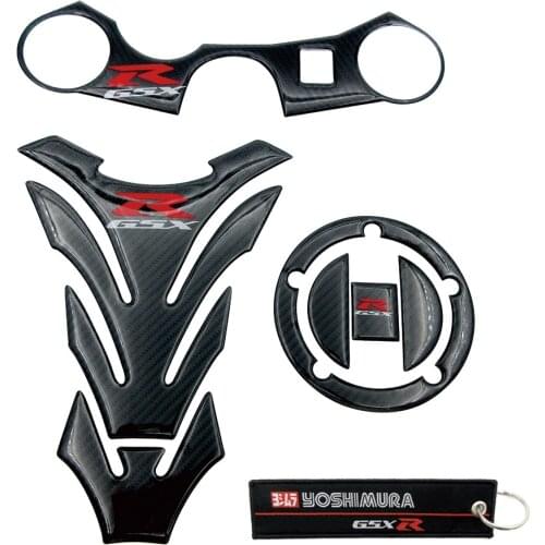 Carbon Fuel Tank Cap Stickers Pad Fork Triple Tree Upper Clamp Decals For Suzuki GSXR 600 750 2006 2007 2008 2009 2010 2011 2012