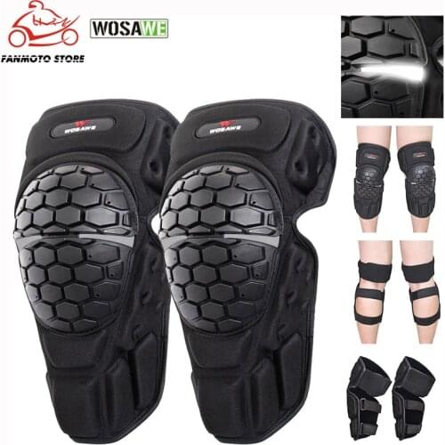 WOSAWE New Motorcycle Knee Pads Racing Knee Guards Reflective Skateboard Rider Knee Protectors Brace Safety Motocross Shin Guard