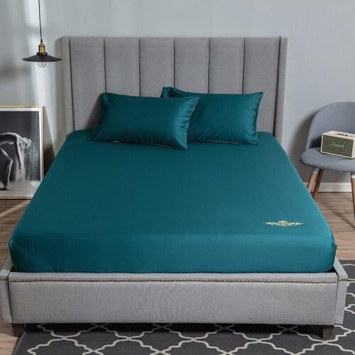 2020 new products 60s cotton Bed cover Fitted Sheet Pillowcases 2/3 Pcs Fine embroidery in solid color Luxury Bedding