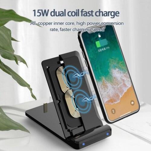 New 15W Qi 2 In 1 Dock Station Fast Charging Wireless Charger For Airpods Pro Charger For IPhone 12 11 Pro Max For Samsung