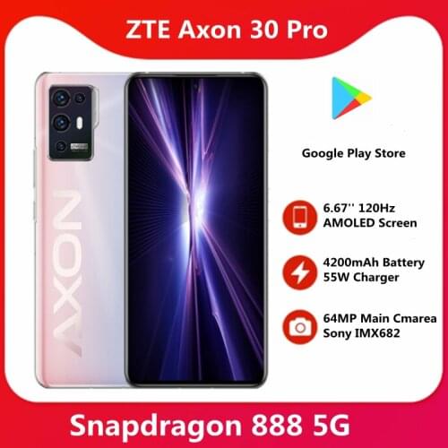 Original Nubia ZTE Axon 30 Pro 5G SmartPhone 6.67 120Hz AMOLED Screen 55W Super Charge 4200mAh Battery China Version English NFC