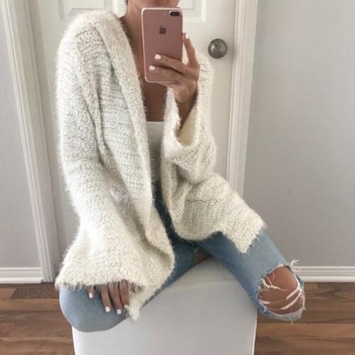 Autumn Winter Cardigans Fashion Womens Hooded Sweater Coat Long Sleeve Casual Outwear Female Warm Tops