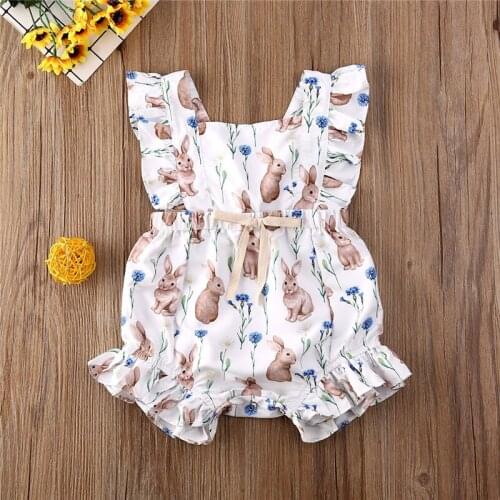 Easter Newborn Baby Boy Girl Clothes Outfits 2020 Summer Sleeveless Lovely Bunny Bodysuit Jumpsuit Clothes