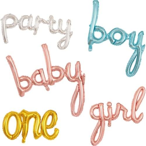 Rose Gold link One Boy Girl Baby Party Letter Foil Balloons Baby Shower 1st First Birthday Party Decoration Balloons Air Globos